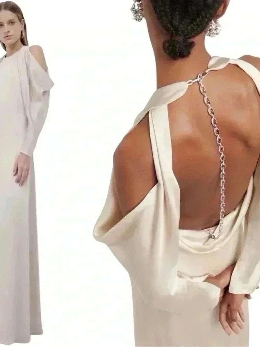 Jonathan Simkhai Caitlyn Champagne Satin Open-Back Gown NWT Women’s 4 – Bridal - Picture 6 of 15